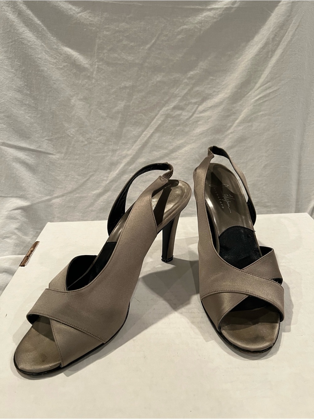 Joan Helpern Signature Taupe Crisscross Slingback Heels